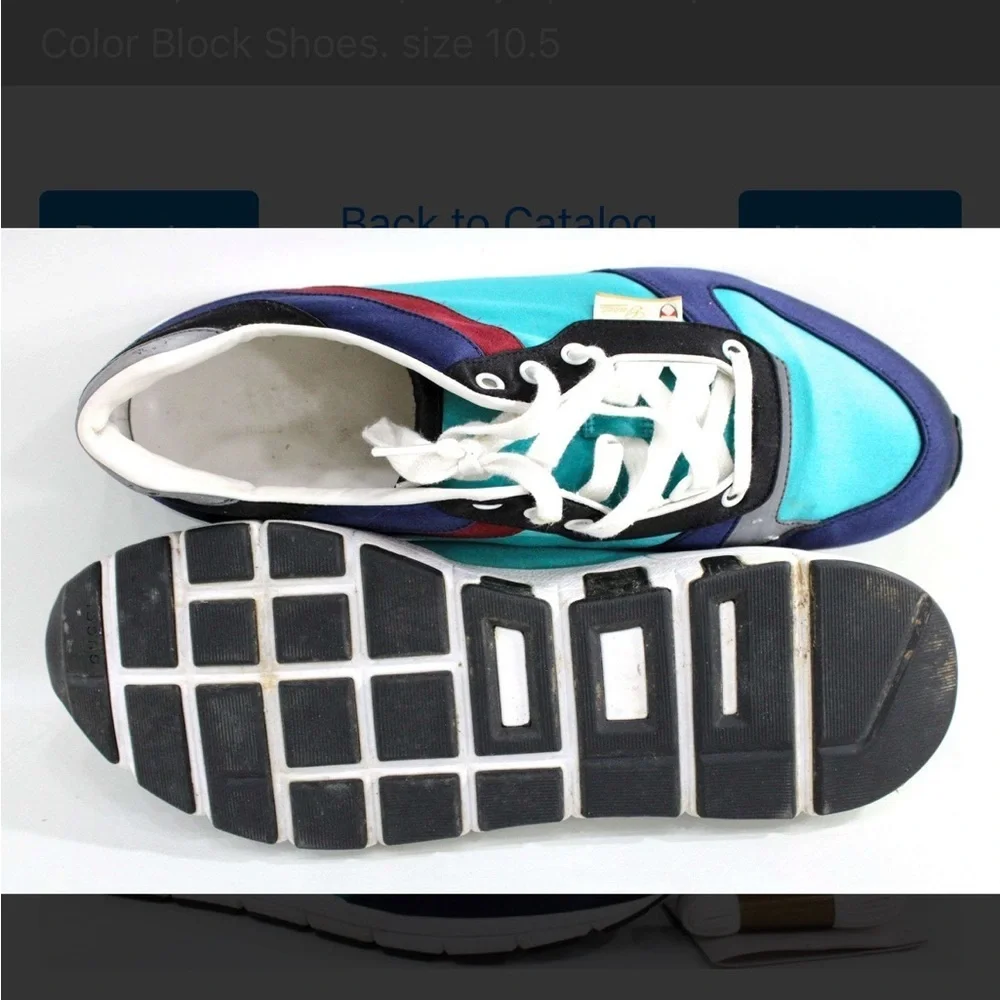 Gucci Color Block Blue and Red Designer Sneakers - Picture 8 of 8